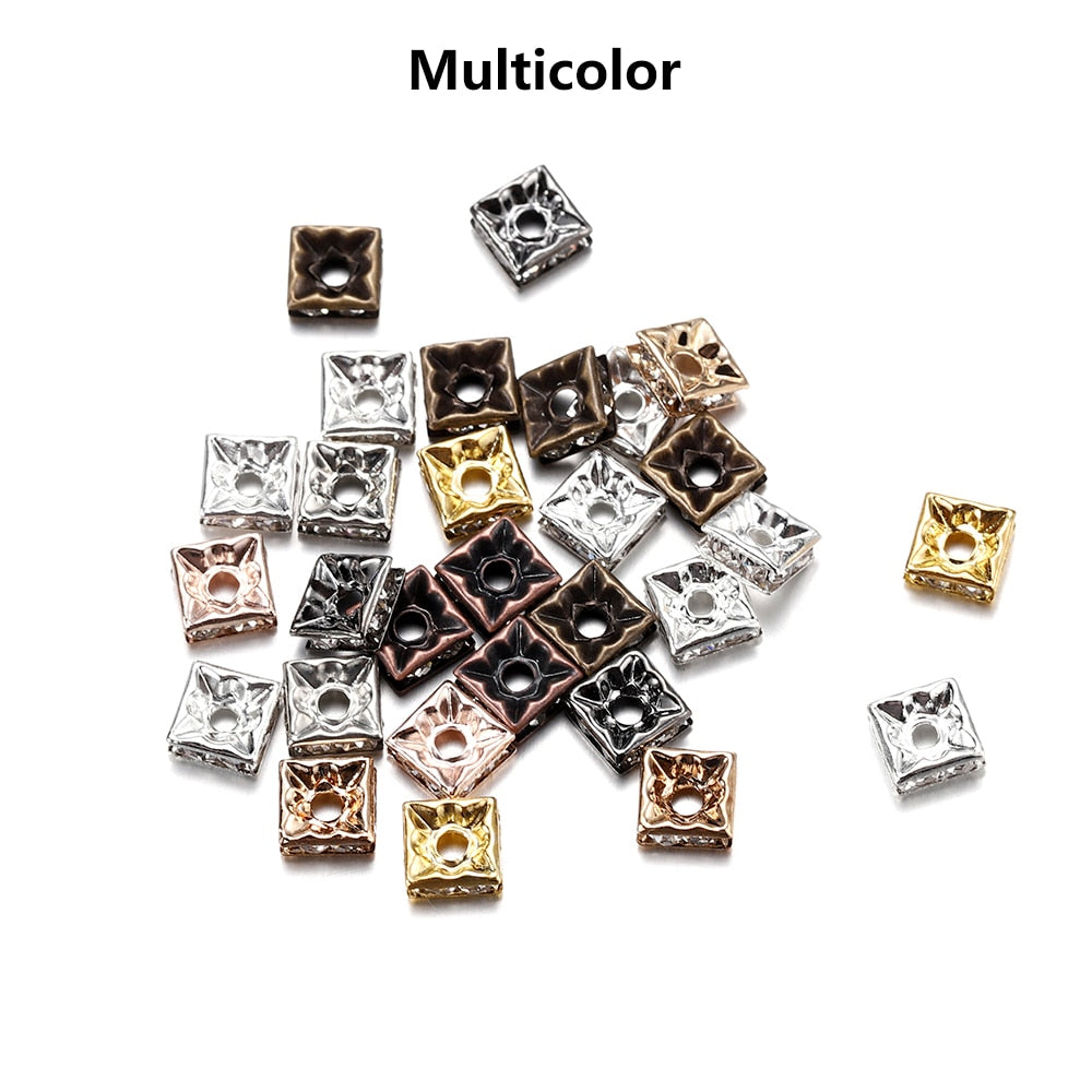 50Pcs AB Color Square Rhinestone Beads
