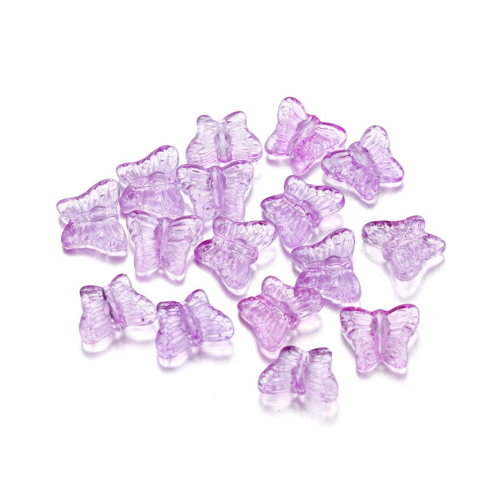 50pcs Multicolor Crystal Butterfly Acrylic Charms Bead