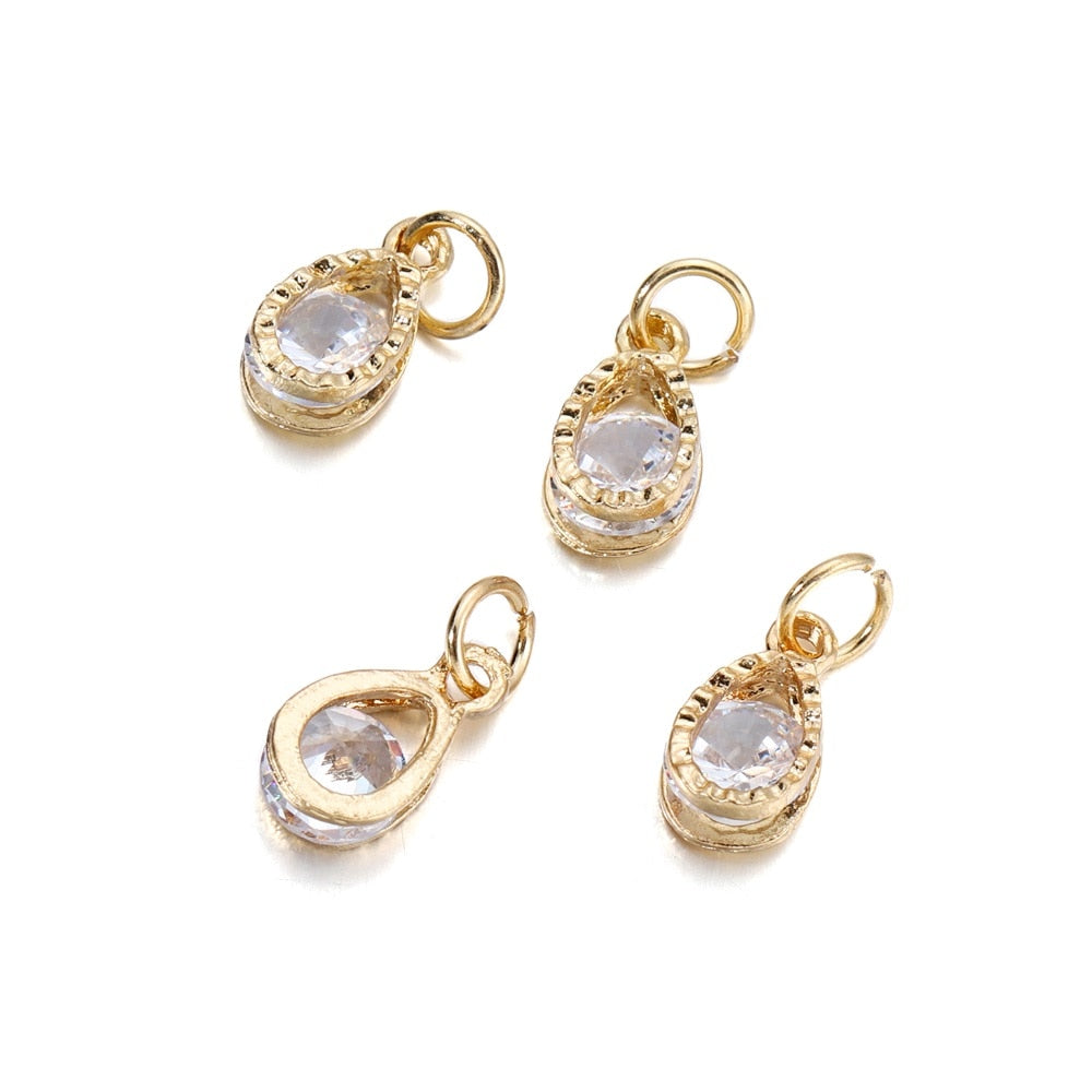 Rhinestone Hearts Charms, 10Pcs