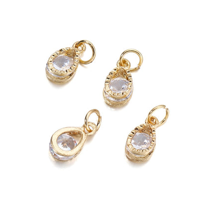 Rhinestone Hearts Charms, 10Pcs