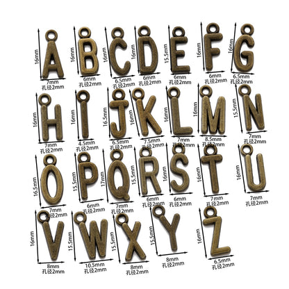 26 Stück 7 x 16 mm Legierung Alphabet AZ Buchstaben Charms Anhänger