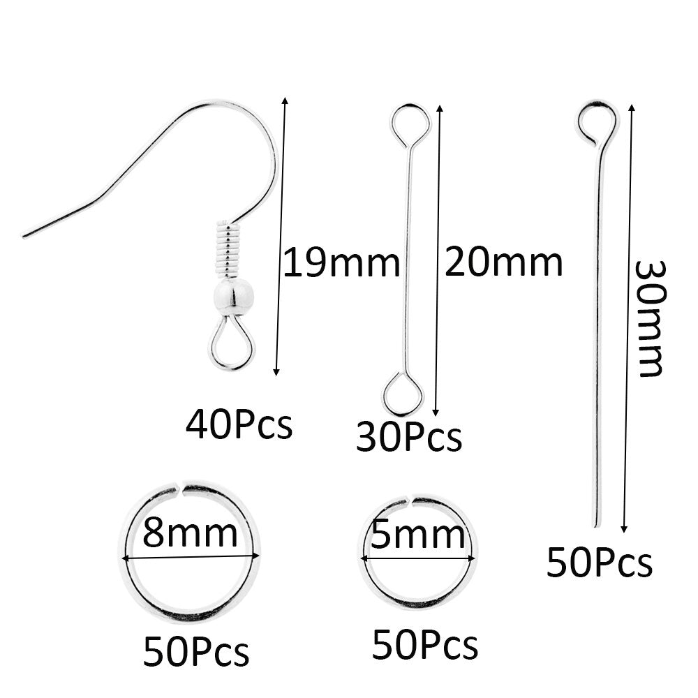 Earring Making Set: Hooks, Rings & Connects, 100-300pcs