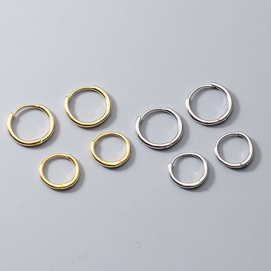 Simple Round Gold Color Hoop Earrings