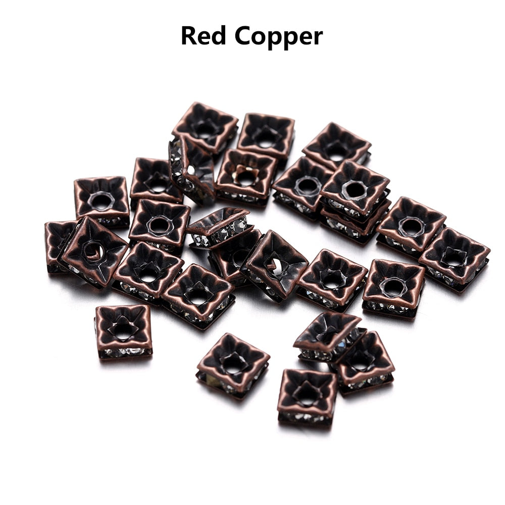 50Pcs AB Color Square Rhinestone Beads