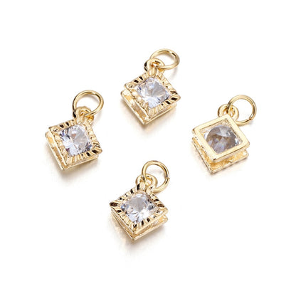 Rhinestone Hearts Charms, 10Pcs