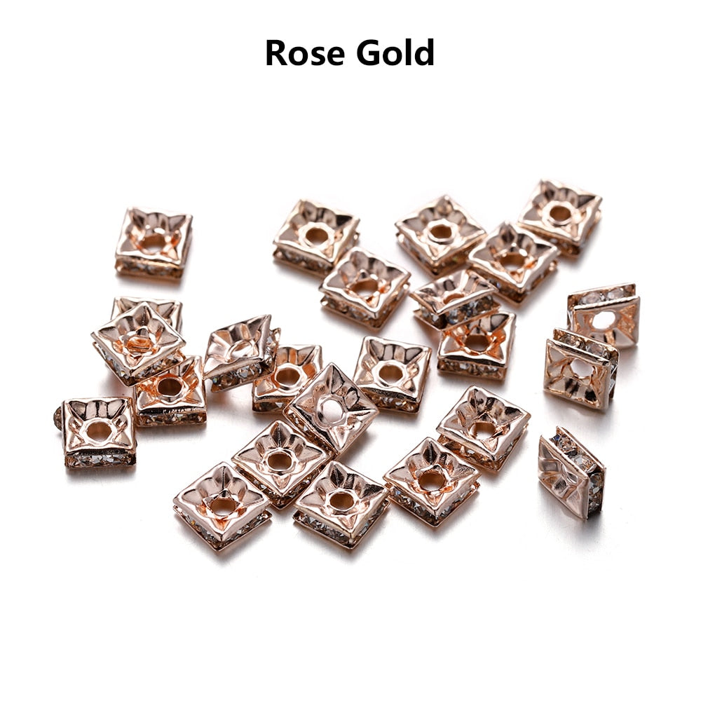 50Pcs AB Color Square Rhinestone Beads