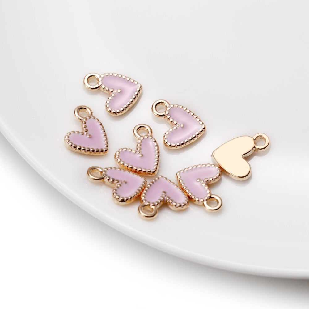 30Pcs 9x10mm Small Alloy Heart Charms Pendants
