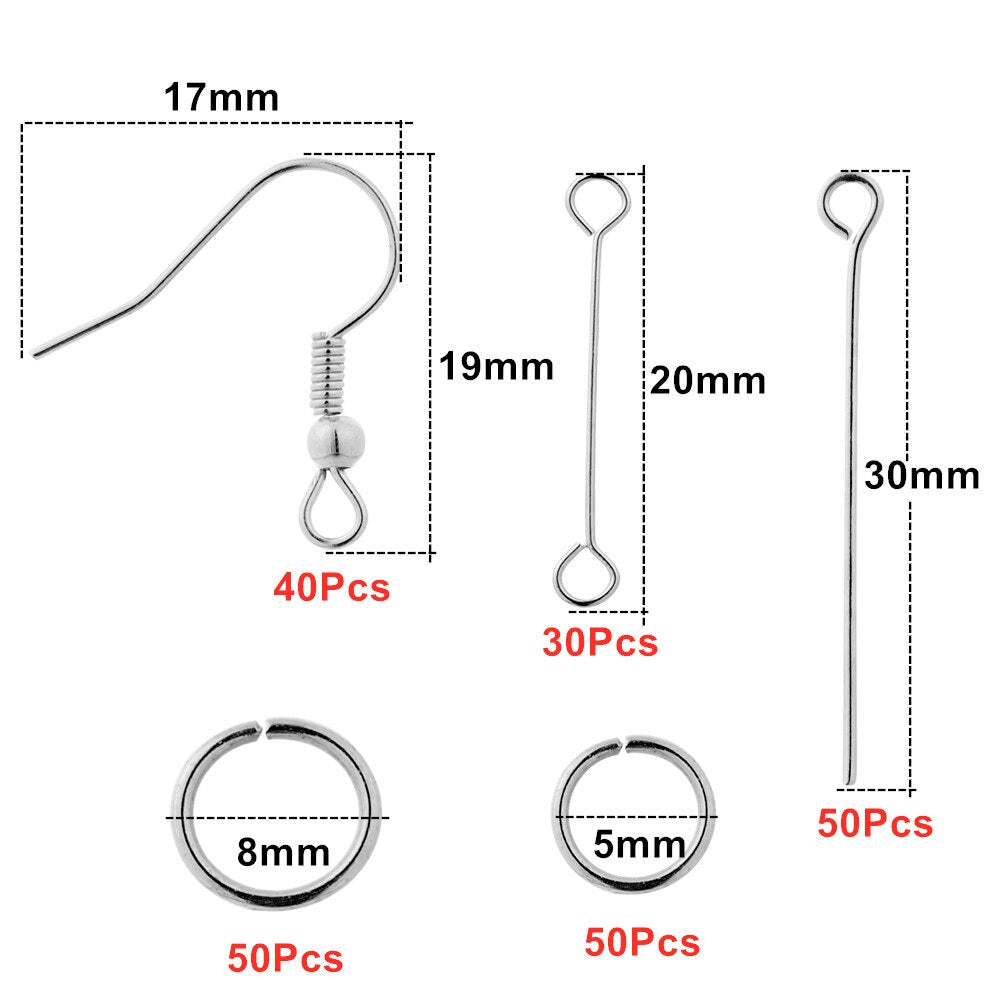 Earring Making Set: Hooks, Rings & Connects, 100-300pcs