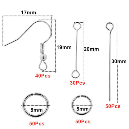 Earring Making Set: Hooks, Rings & Connects, 100-300pcs