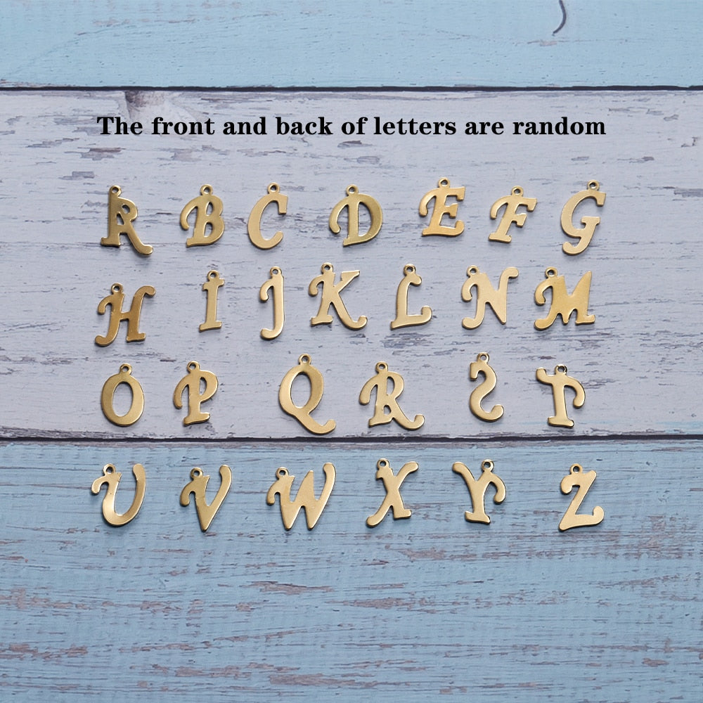 Pendentifs lettres de l'alphabet anglais en acier inoxydable, 26 pièces