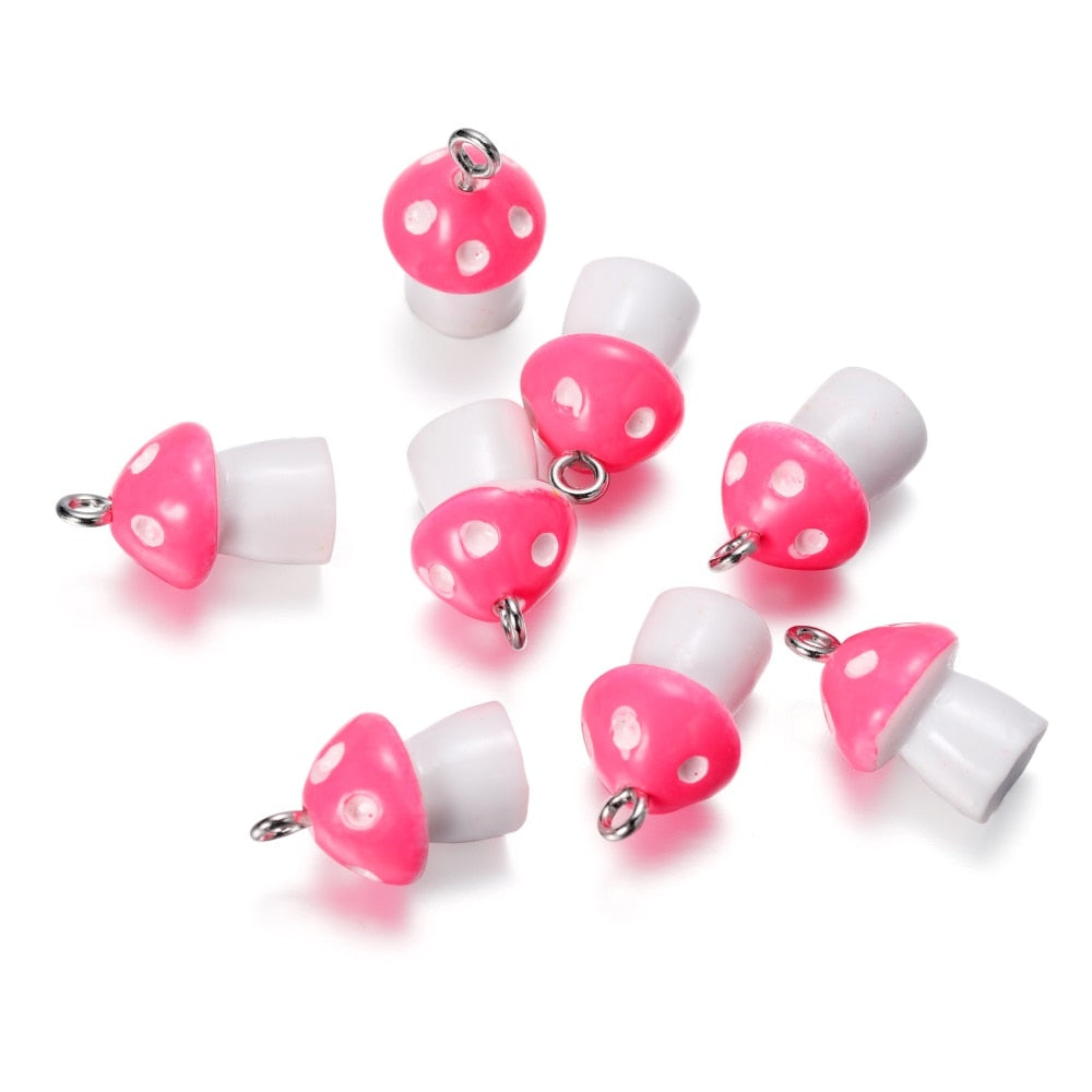 10Pcs 11x18mm Colorful Mushroom Resin Charms Pendants
