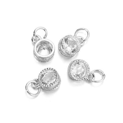 Rhinestone Hearts Charms, 10Pcs