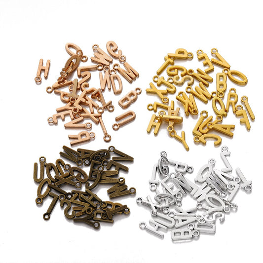 30Pcs 7X16mm Alloy Alphabet A-Z Letter Charms Pendants