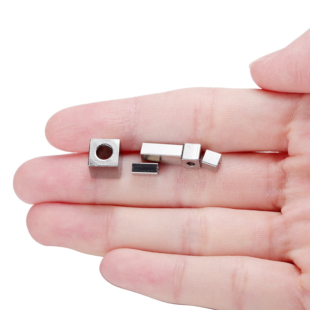 Stainless Steel Tube and Cube Spacer Beads, 20Pcs