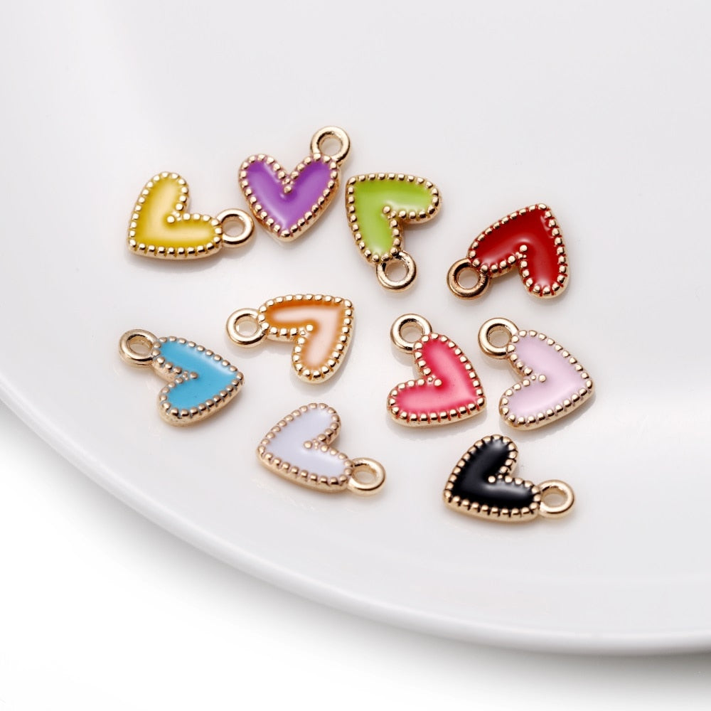 30Pcs 9x10mm Small Alloy Heart Charms Pendants
