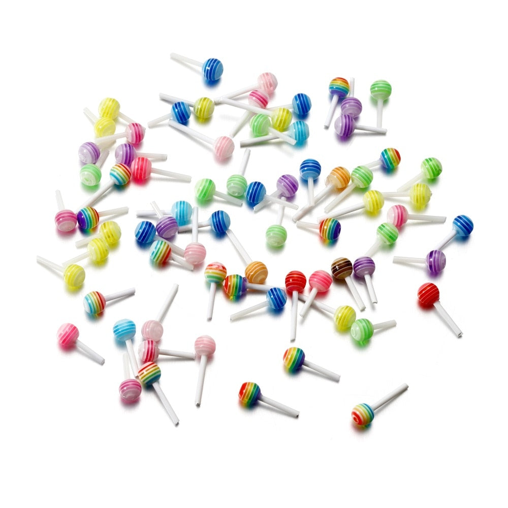 50 Stück Acryl-Lollipop-Charms in verschiedenen Farben