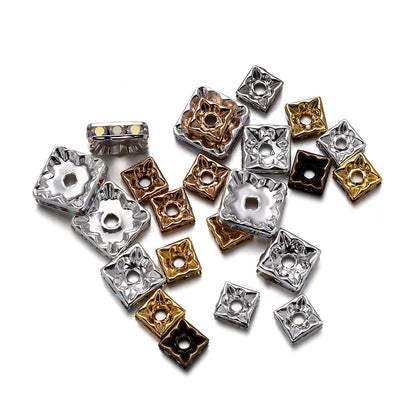 50Pcs AB Color Square Rhinestone Beads