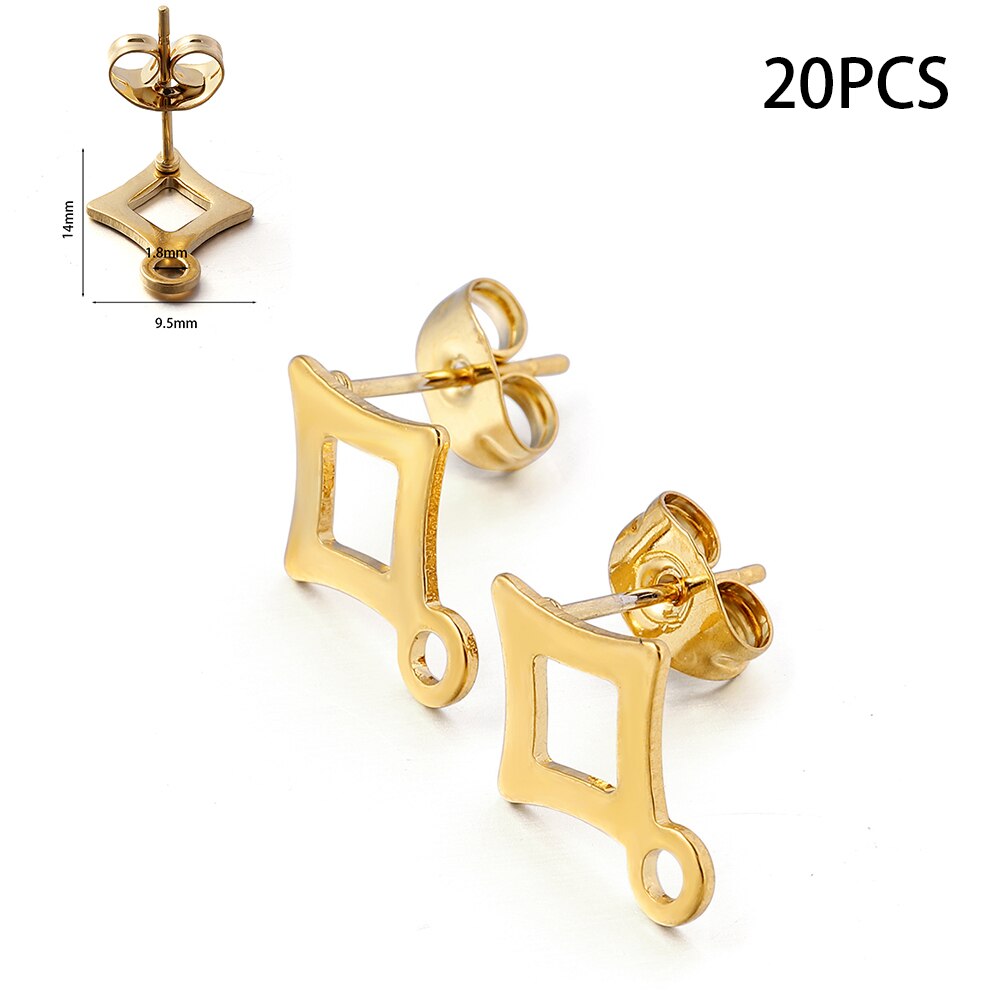 Blank Earring Studs in Stainless Steel, 10-20pcs