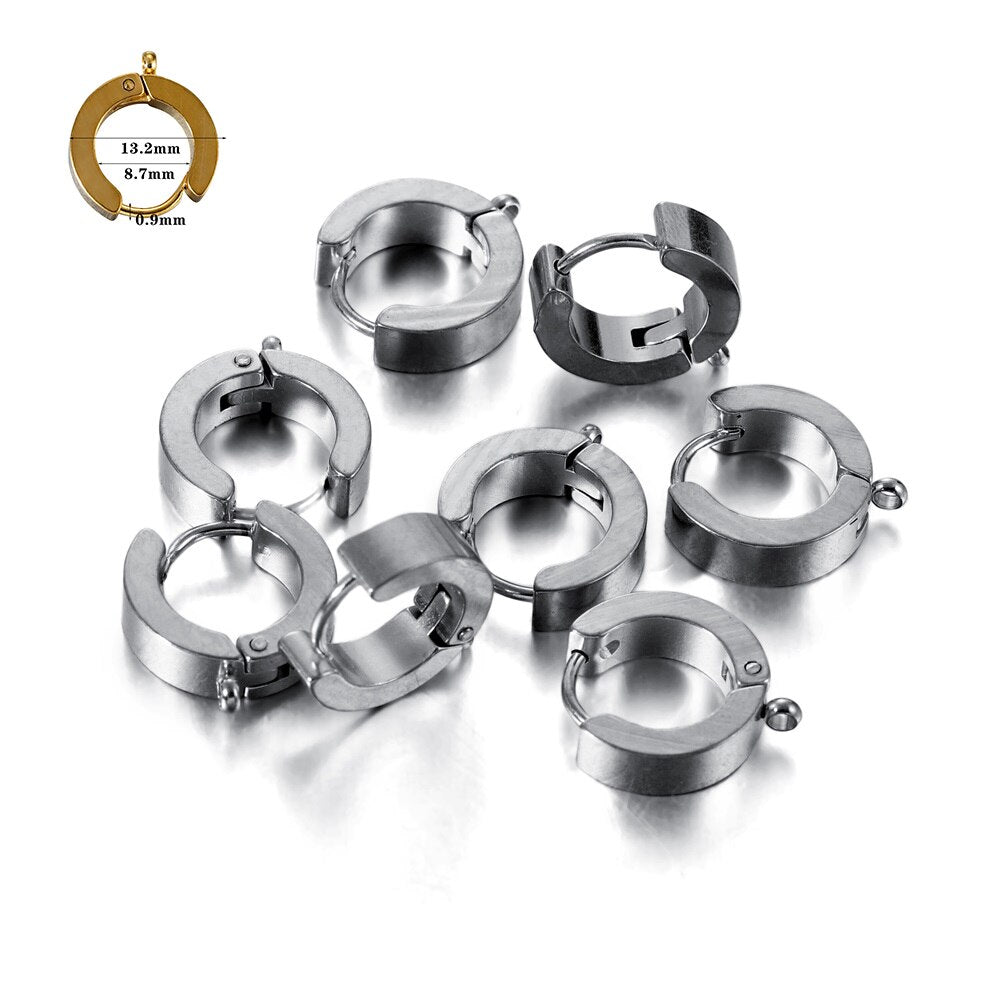 Stainless Steel Earring Hooks with Round Ear Post & Jump Ring, 10pcs