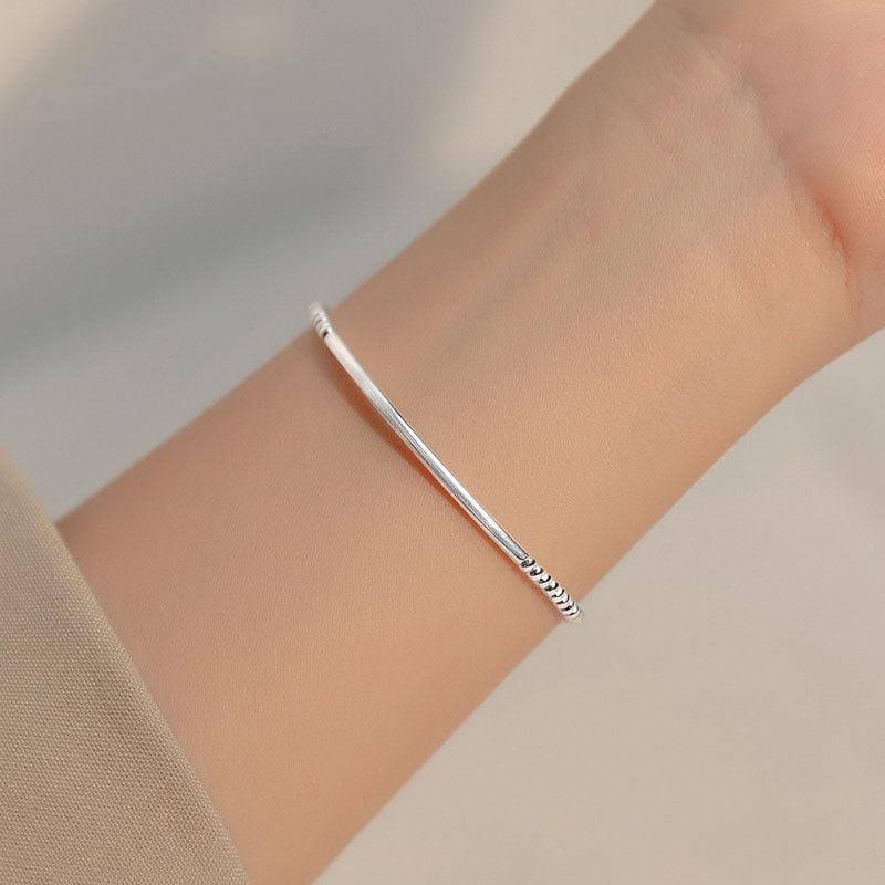Heart Beads Platinum-Plated Adjustable Bracelet
