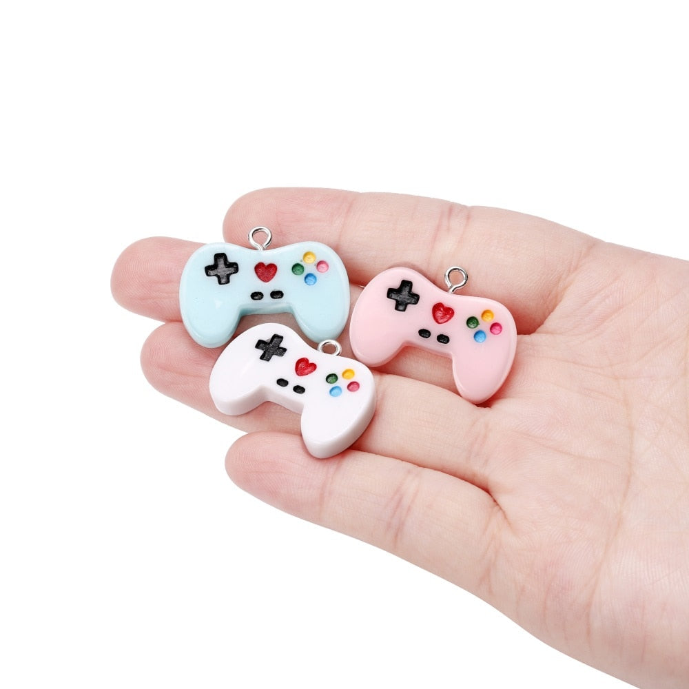 Colorful Cute Gamepad Resin Charms Pendants, 10Pcs