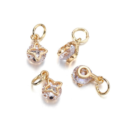Rhinestone Hearts Charms, 10Pcs