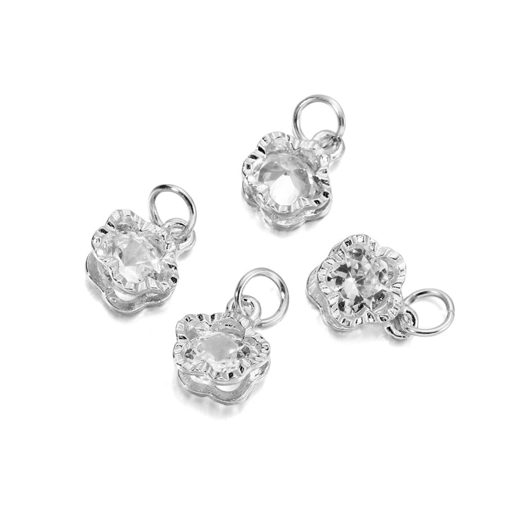 Rhinestone Hearts Charms, 10Pcs