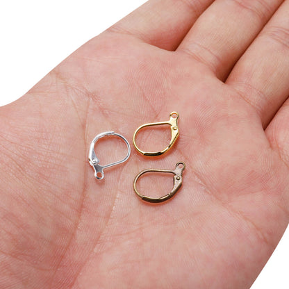 Wire Base French Lever Back Earring Hooks, 50pcs