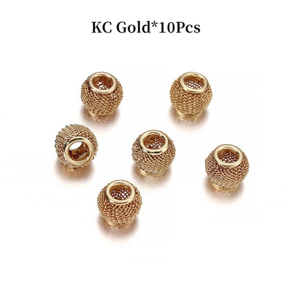 10x12mm Metal Mesh Spacer Bead, Big Hole, 10pcs