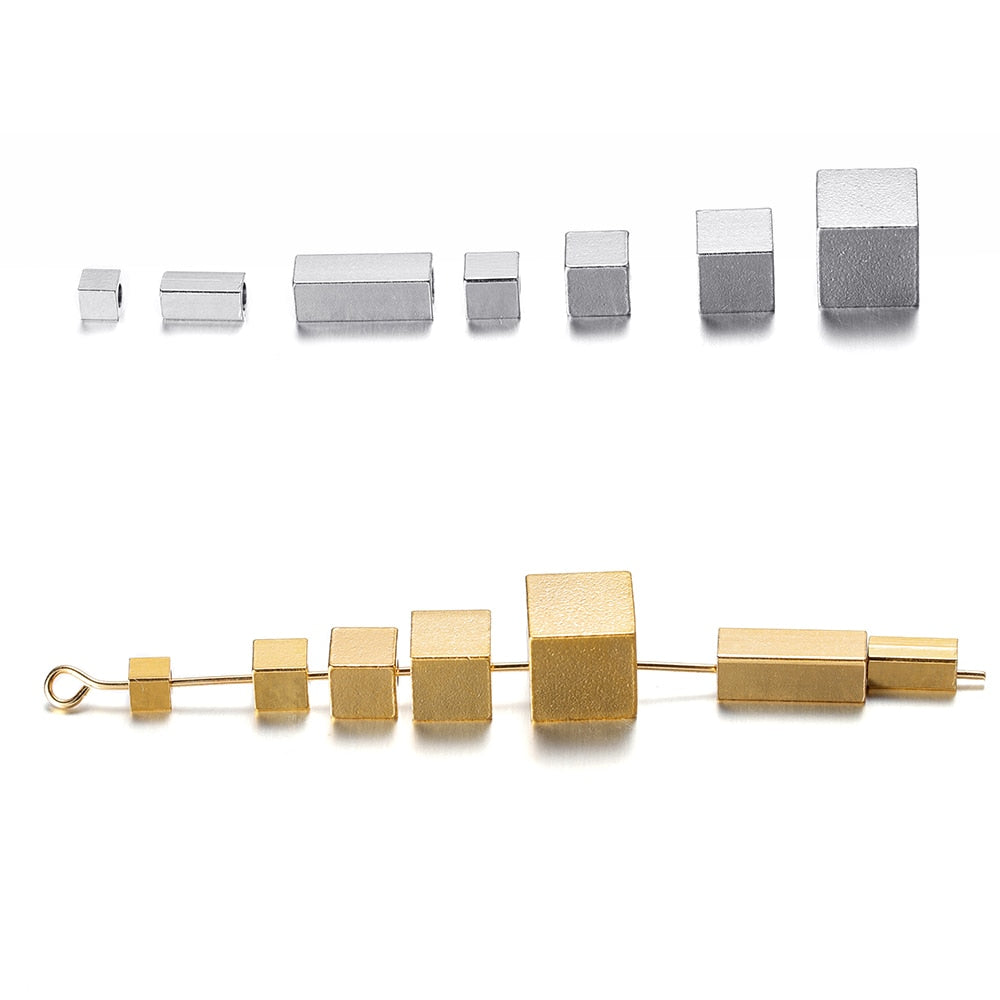 Stainless Steel Tube and Cube Spacer Beads, 20Pcs