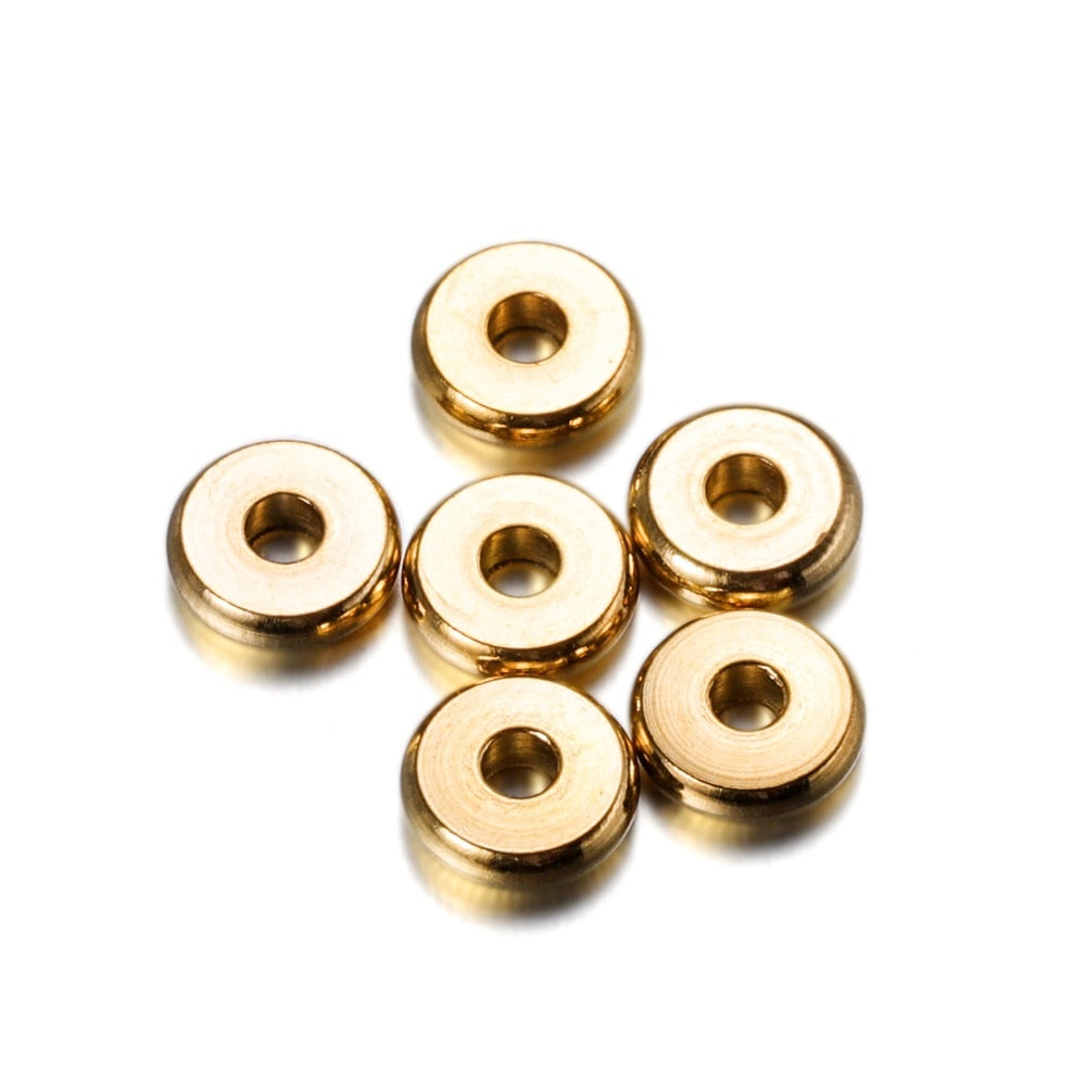 3-10 mm Stainless Steel Flat Round Spacer Beads, 20Pcs