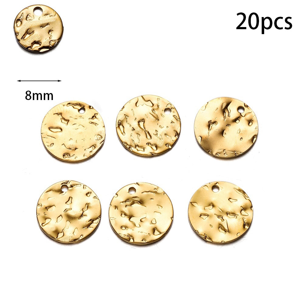 Stainless Steel Round Wrinkle Charms Pendant, 20-50pcs