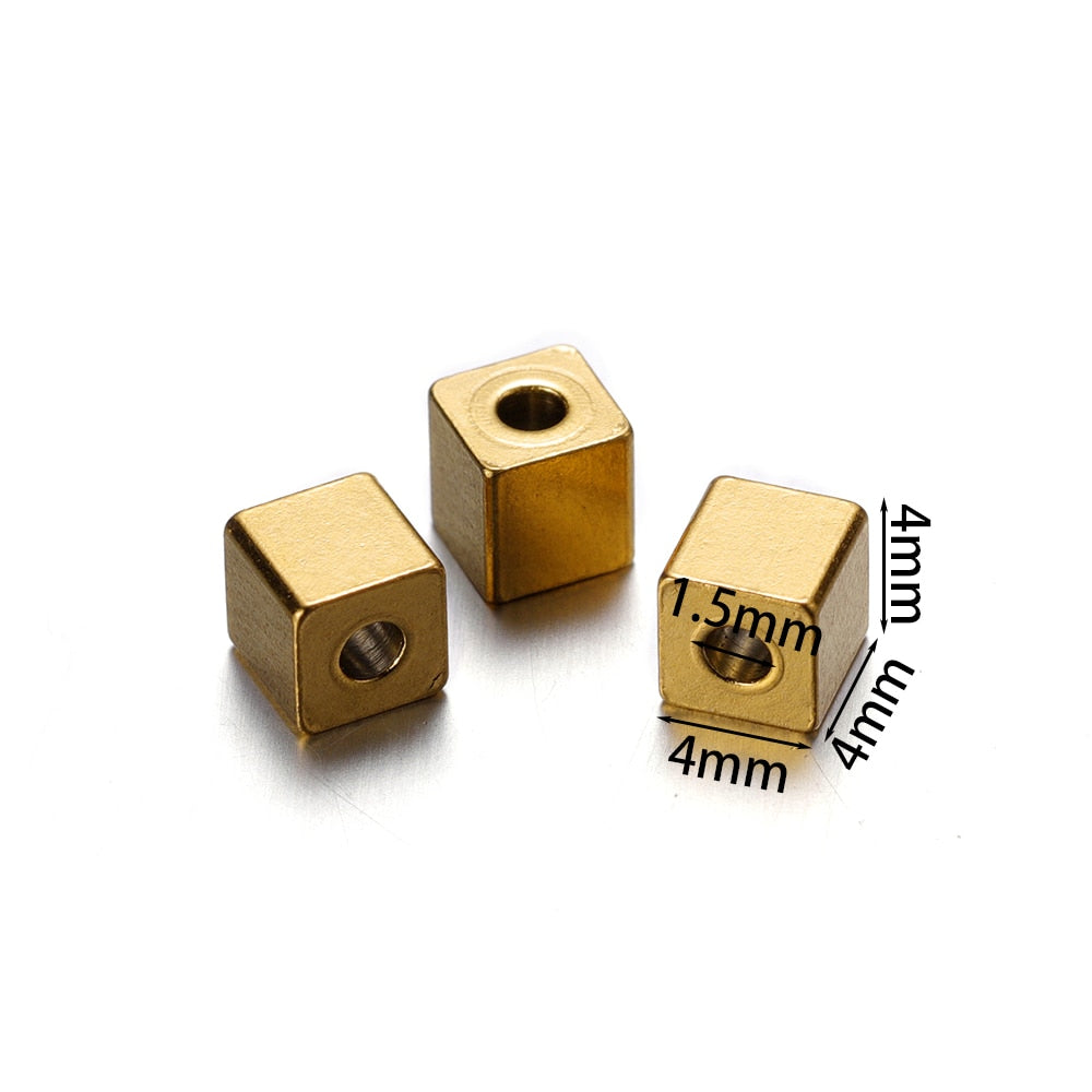 Stainless Steel Tube and Cube Spacer Beads, 20Pcs