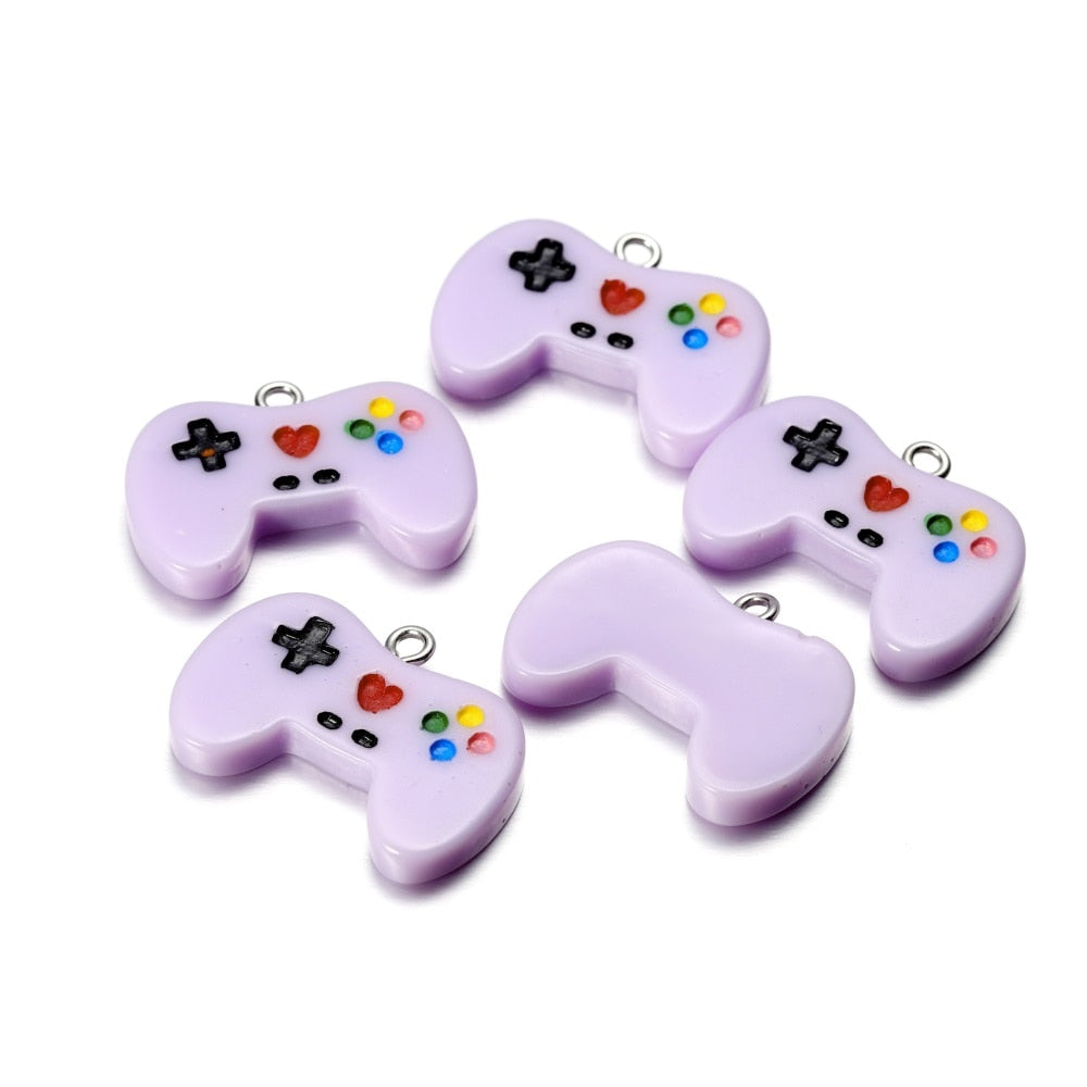 Colorful Cute Gamepad Resin Charms Pendants, 10Pcs