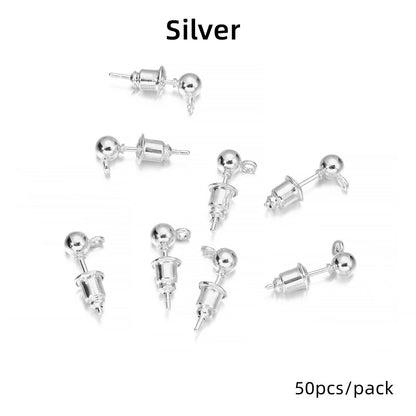3-6mm Stud Earring Basic Pins, 20-50pcs