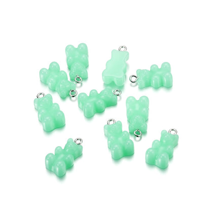 Candy Color Resin Mini Bear Charms, 10pcs