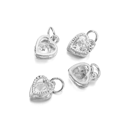 Rhinestone Hearts Charms, 10Pcs
