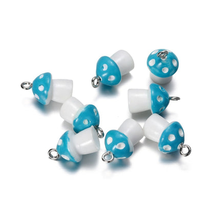 10Pcs 11x18mm Colorful Mushroom Resin Charms Pendants