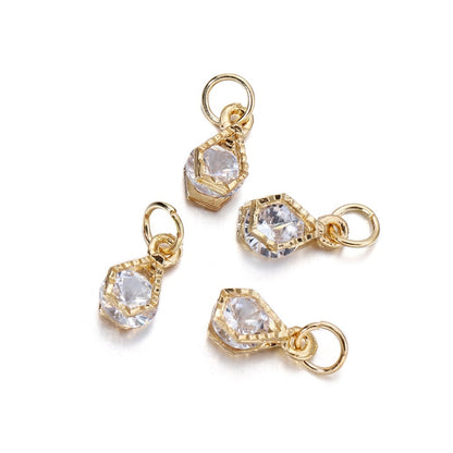 Rhinestone Hearts Charms, 10Pcs