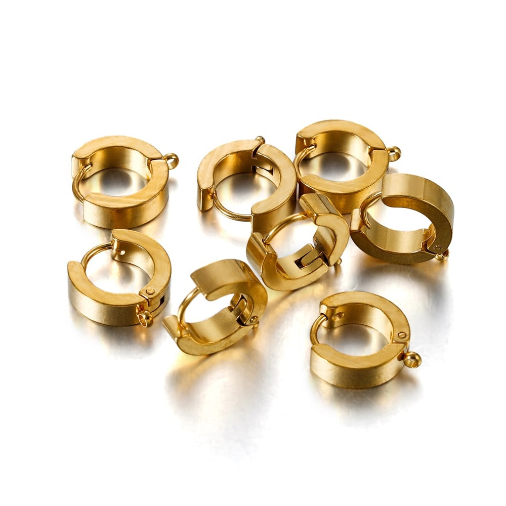 Flat Stainless Steel Earring Hooks with Round Ear Post, 10pcs