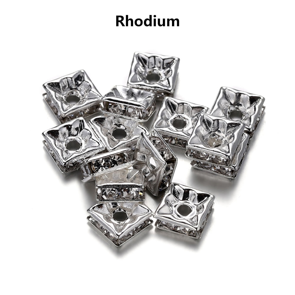 50Pcs AB Color Square Rhinestone Beads
