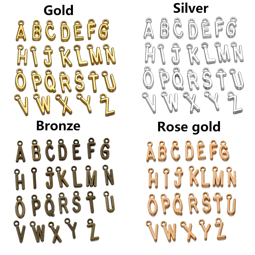 26 Stück 7 x 16 mm Legierung Alphabet AZ Buchstaben Charms Anhänger
