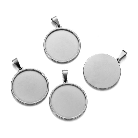 5 Stück 20–40 mm Edelstahl-Anhänger-Tablett-Rohlinge