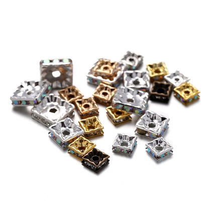 50Pcs AB Color Square Rhinestone Beads