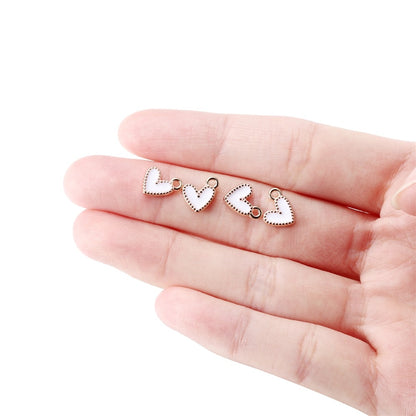30Pcs 9x10mm Small Alloy Heart Charms Pendants