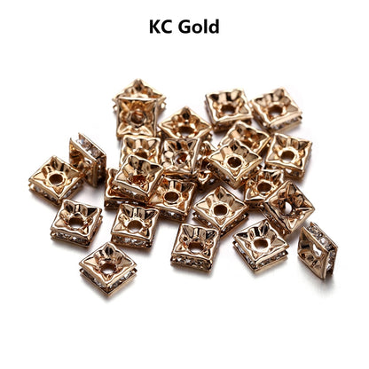 50Pcs AB Color Square Rhinestone Beads