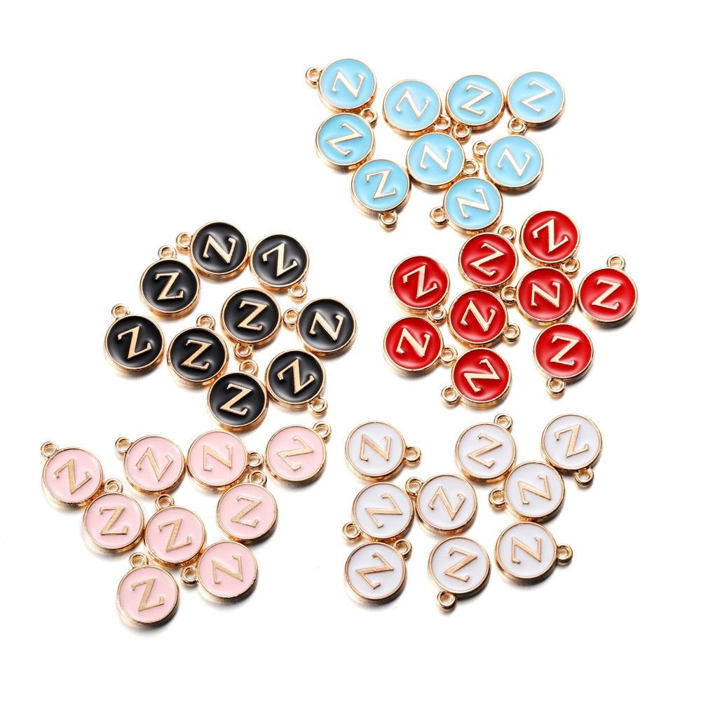 Pendentifs à breloques avec lettres de l'alphabet AZ, noir et blanc, 20 pièces