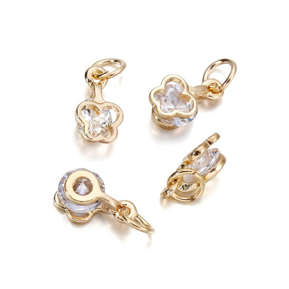 Rhinestone Hearts Charms, 10Pcs