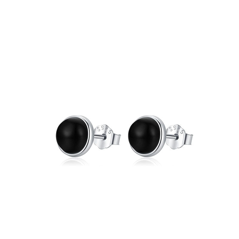 Black Agate Stud Earrings