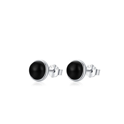 Black Agate Stud Earrings